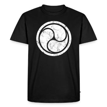 Triple Yin Yang, Tao, Bouddhisme Zen, Tibet, Japon - T-shirt Premium bio Homme - noir - Devant - Nico (187cm)