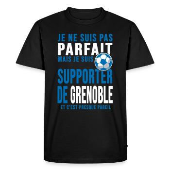 supporter football Grenoble humour foot grenoblois - T-shirt Premium bio Homme - noir - Devant - Nico (187cm)