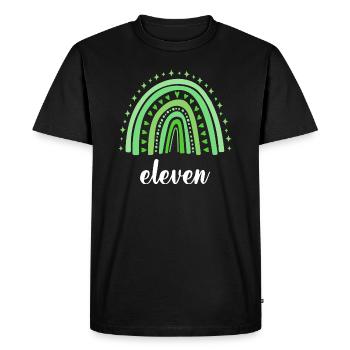 Green Rainbow Onze ans 11e anniversaire - T-shirt Premium bio Homme - noir - Devant - Nico (187cm)