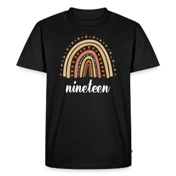 Orange Rainbow dix-neuf ans 19e anniversaire - T-shirt Premium bio Homme - noir - Devant - Nico (187cm)