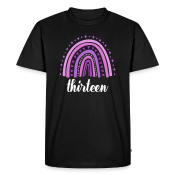 Purple Rainbow Thirteen Years 13th Birthday - Men's Premium Organic T-Shirt - black - Front - Nico (187cm)