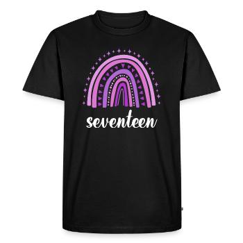 Purple Rainbow dix-sept ans 17e anniversaire - T-shirt Premium bio Homme - noir - Devant - Nico (187cm)