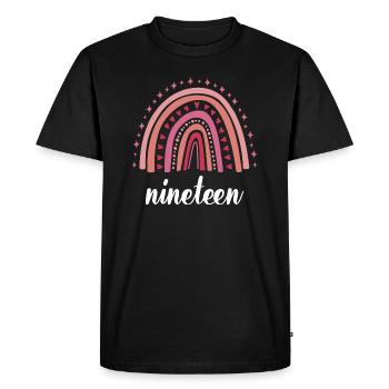Red Rainbow dix-neuf ans 19e anniversaire - T-shirt Premium bio Homme - noir - Devant - Nico (187cm)