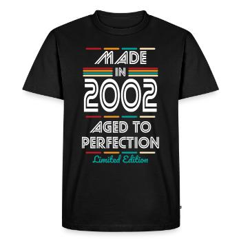 Anniversaire 20 ans - Fabriqué en 2002 - T-shirt Premium bio Homme - noir - Devant - Nico (187cm)