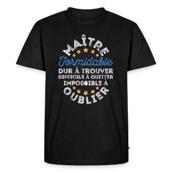cadeau fin d'année Cadeau maitre d'école - T-shirt Premium bio Homme - noir - Devant - Nico (187cm)