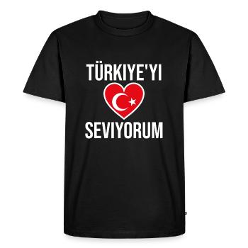 I love Turkey Türkiye'yi seviyorum love Turkey - Men's Premium Organic T-Shirt - black - Front - Nico (187cm)