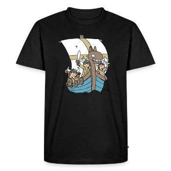 Viking Boat front - Men's Premium Organic T-Shirt - black - Front - Nico (187cm)
