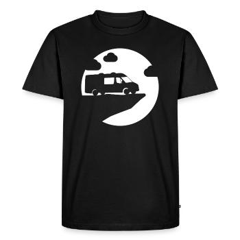 Silhouette de camping-car devant la lune - T-shirt Premium bio Homme - noir - Devant - Nico (187cm)