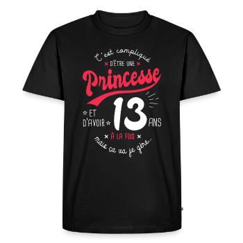 princesse 13 ans cadeau anniversaire 13 ans fille - T-shirt Premium bio Homme - noir - Devant - Nico (187cm)