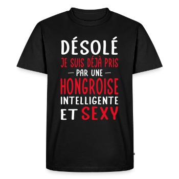 Désolé déjà pris par une Hongroise sexy - T-shirt Premium bio Homme - noir - Devant - Nico (187cm)