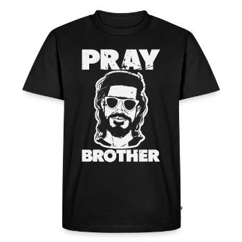 Priez frère - Cool Jesus Design - T-shirt Premium bio Homme - noir - Devant - Nico (187cm)