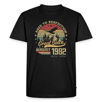 42 years old Aged to Perfection born in August 1982 - Men's Premium Organic T-Shirt - black - Front - Nico (187cm)