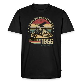 68 years old Aged to perfection born: October 1956 - Men's Premium Organic T-Shirt - black - Front - Nico (187cm)