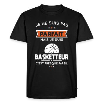 Je ne suis pas parfait mais je suis basketteur - T-shirt Premium bio Homme - noir - Devant - Nico (187cm)