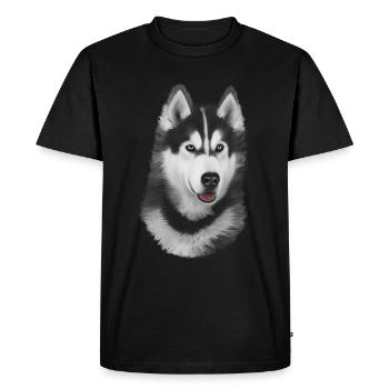Husky peint - T-shirt Premium bio Homme - noir - Devant - Nico (187cm)