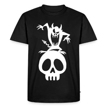 Crâne et démon blanc - T-shirt Premium bio Homme - noir - Devant - Nico (187cm)