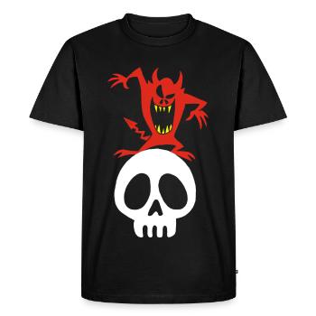 Crâne et démon - T-shirt Premium bio Homme - noir - Devant - Nico (187cm)