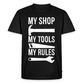 my shop my tools my rules - Men's Premium Organic T-Shirt - black - Front - Nico (187cm)