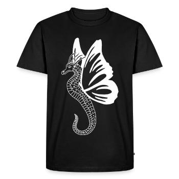 White Butterfly Dragon - Men's Premium Organic T-Shirt - black - Front - Nico (187cm)