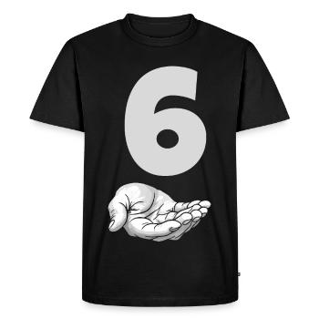 Funny Six Meme Hand Gen Alpha Joke - Men's Premium Organic T-Shirt - black - Front - Nico (187cm)