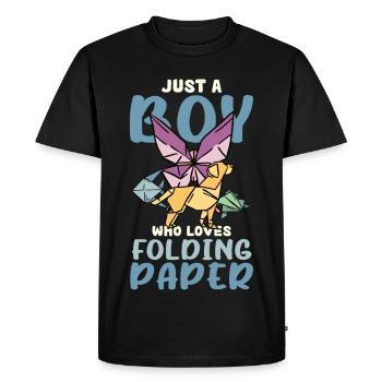 Un garçon adore l’art pliant en origami - T-shirt Premium bio Homme - noir - Devant - Nico (187cm)