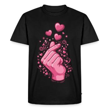 Cœur de doigt Kpop Musique coréenne Amour mignon Corée - T-shirt Premium bio Homme - noir - Devant - Nico (187cm)