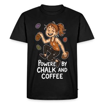 Bloc, craie et café : Humor Grimpeur fatigué - T-shirt Premium bio Homme - noir - Devant - Nico (187cm)