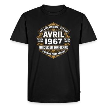 Millésime avril 1967 shirt Anniversaire Avril 1967 - T-shirt Premium bio Homme - noir - Devant - Nico (187cm)