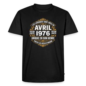 Millésime avril 1976 shirt Anniversaire Avril 1976 - T-shirt Premium bio Homme - noir - Devant - Nico (187cm)