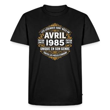 Millésime avril 1985 shirt Anniversaire Avril 1985 - T-shirt Premium bio Homme - noir - Devant - Nico (187cm)