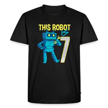 7th birthday of small robot 7 years old technology - Men's Premium Organic T-Shirt - black - Front - Nico (187cm)