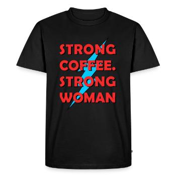 café fort. femme forte Graphique - T-shirt Premium bio Homme - noir - Devant - Nico (187cm)