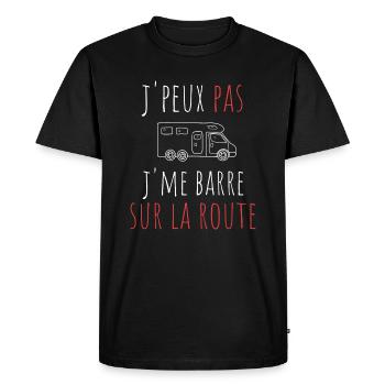 j'peux pas j'me barre sur la route cadeau humour - T-shirt Premium bio Homme - noir - Devant - Nico (187cm)