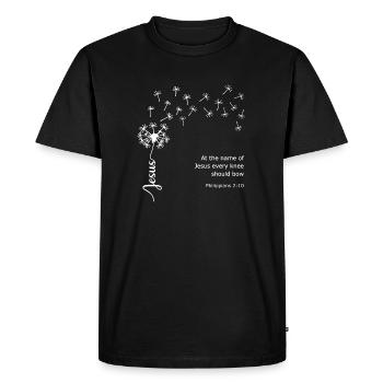 Jésus Pissenlit Dessin chrétien Philippiens 2:10 - T-shirt Premium bio Homme - noir - Devant - Nico (187cm)