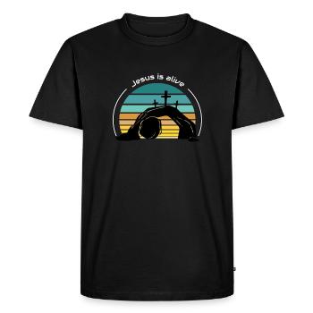 Jésus est vivant - T-shirt Premium bio Homme - noir - Devant - Nico (187cm)
