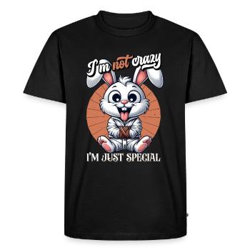 I'm Not Crazy I'm Just Special Strait-jacket Bunny - Men's Premium Organic T-Shirt - black - Front - Nico (187cm)