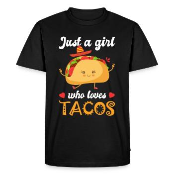 girl who loves tacos Humour fille taco - T-shirt Premium bio Homme - noir - Devant - Nico (187cm)