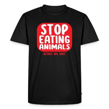 Arrêtez de manger des animaux sans sauce barbecue - pas VGN - T-shirt Premium bio Homme - noir - Devant - Nico (187cm)