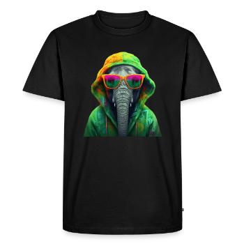 Éléphant Afrique Asie Animal Cool Éléphants Coloré - T-shirt Premium bio Homme - noir - Devant - Nico (187cm)