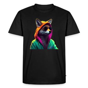Fox with Sunglasses Colorful Cool Foxes Forest Animal - Men's Premium Organic T-Shirt - black - Front - Nico (187cm)