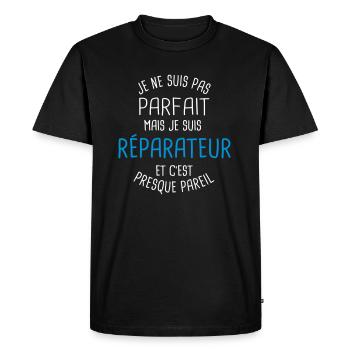 Pas parfait mais reparateur - T-shirt Premium bio Homme - noir - Devant - Nico (187cm)