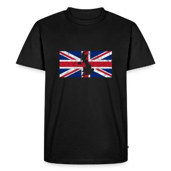 Royaume-Uni drapeau du Royaume-Uni Union Jack carte muette - T-shirt Premium bio Homme - noir - Devant - Nico (187cm)