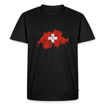Drapeau suisse vacances au ski Alpes - T-shirt Premium bio Homme - noir - Devant - Nico (187cm)