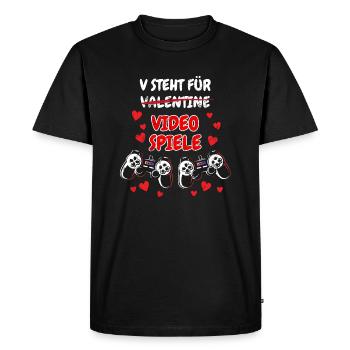 T-shirt anti Saint-Valentin Videogamer - T-shirt Premium bio Homme - noir - Devant - Nico (187cm)