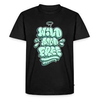 Wild and Free – Graffiti Bubble Style - Men's Premium Organic T-Shirt - black - Front - Nico (187cm)