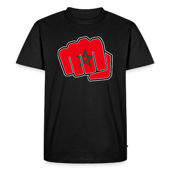 Idée cadeau drapeau maroc drapeau poing - T-shirt Premium bio Homme - noir - Devant - Nico (187cm)
