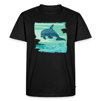 Dolphin Bottlenose Mammifère marin saute hors de la mer - T-shirt Premium bio Homme - noir - Devant - Nico (187cm)