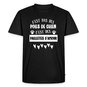 c'est pas des poils de chien - T-shirt Premium bio Homme - noir - Devant - Nico (187cm)