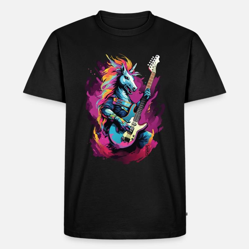 Rock Unicorn - Männer Premium Bio T-Shirt - Schwarz