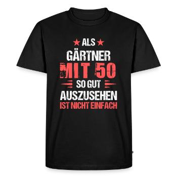 At 50 handsome gardener - Men's Premium Organic T-Shirt - black - Front - Nico (187cm)